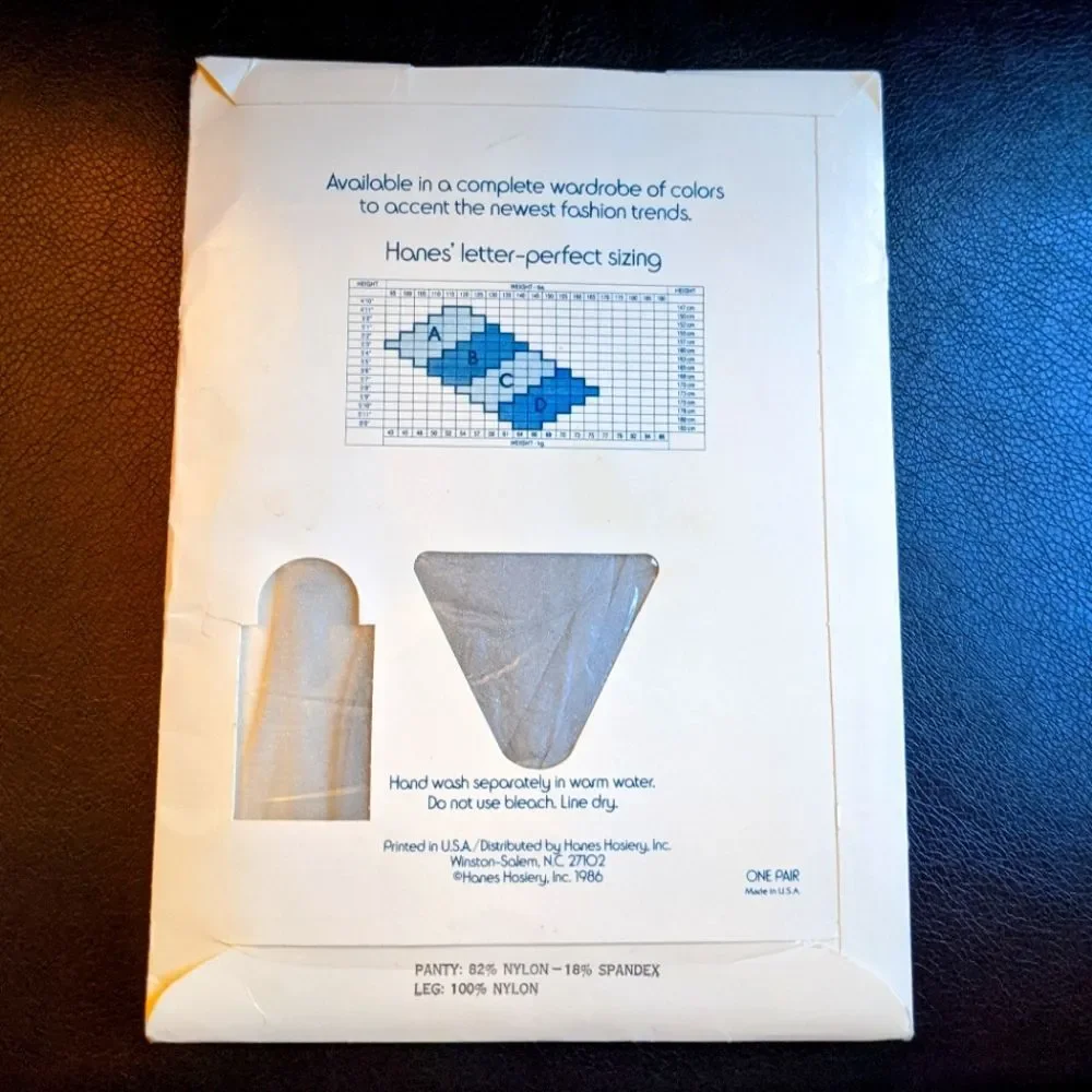 Vintage 80's Hanes Stardust Silver Sparkle Sheer Textured Pantyhose Nylons Sz A